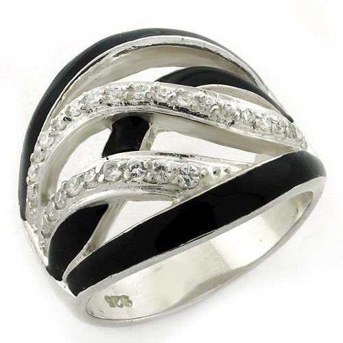 LOAS1152 - 925 Sterling Silver Ring High-Polished Women AAA Grade CZ Clear