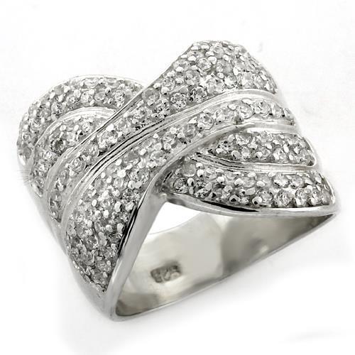 LOAS1154 - 925 Sterling Silver Ring High-Polished Women AAA Grade CZ Clear
