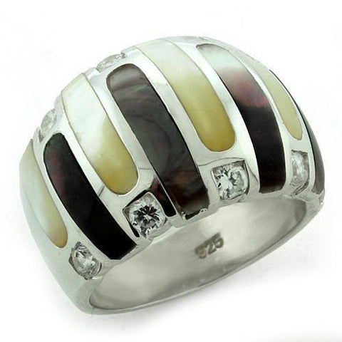 LOAS1167 - 925 Sterling Silver Ring High-Polished Women Precious Stone Multi Color