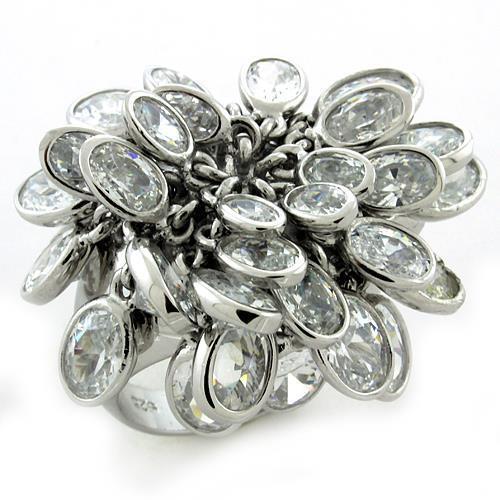 LOAS1168 - 925 Sterling Silver Ring Rhodium Women AAA Grade CZ Clear