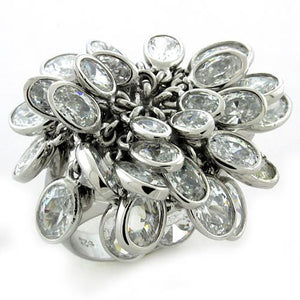 LOAS1168 - 925 Sterling Silver Ring Rhodium Women AAA Grade CZ Clear