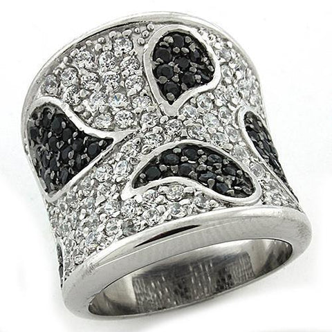 LOAS1182 - 925 Sterling Silver Ring Reverse Two-Tone Women AAA Grade CZ Multi Color