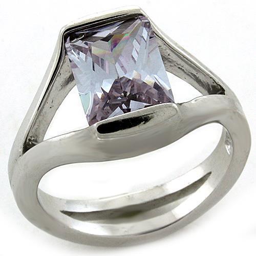 LOAS1185 - 925 Sterling Silver Ring Rhodium Women AAA Grade CZ Amethyst