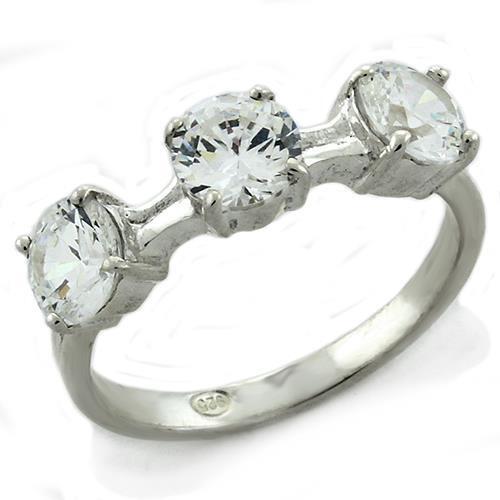 LOAS1189 - 925 Sterling Silver Ring High-Polished Women AAA Grade CZ Clear