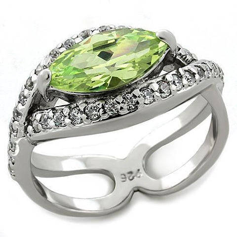 LOAS1225 - 925 Sterling Silver Ring Rhodium Women AAA Grade CZ Apple Green color