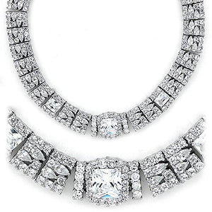 LOAS1305 - 925 Sterling Silver Necklace Rhodium Women AAA Grade CZ Clear