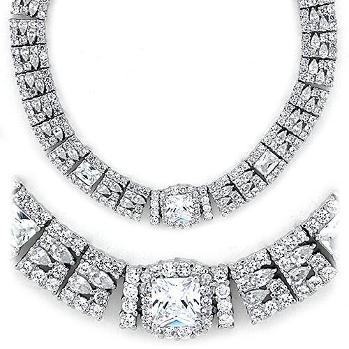 LOAS1305 - 925 Sterling Silver Necklace Rhodium Women AAA Grade CZ Clear