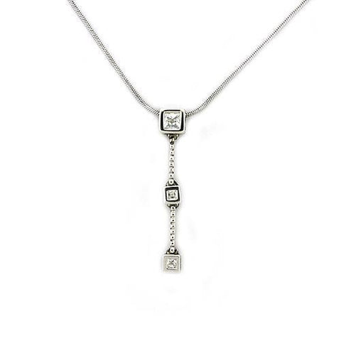 LOAS1314 - 925 Sterling Silver Chain Pendant Rhodium Women AAA Grade CZ Clear