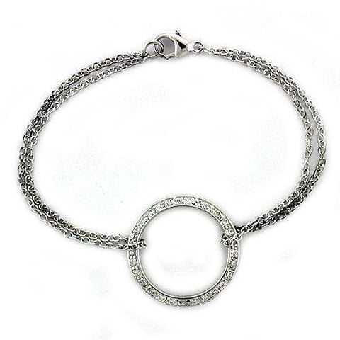 LOAS1317 - High polished (no plating) 925 Sterling Silver Bracelet with AAA Grade CZ  in Clear