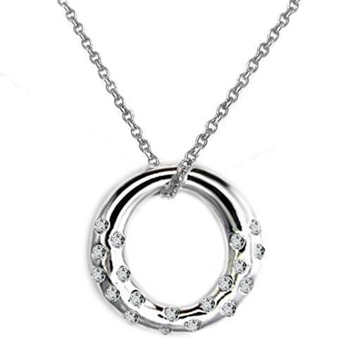 LOAS1319 - 925 Sterling Silver Chain Pendant High polished (no plating) Women AAA Grade CZ Clear