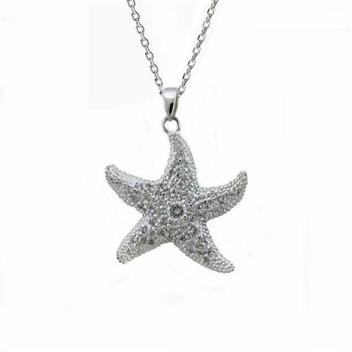 LOAS1325 - 925 Sterling Silver Chain Pendant High-Polished Women AAA Grade CZ Clear