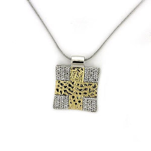 LOAS1331 - 925 Sterling Silver Chain Pendant Gold+Rhodium Women AAA Grade CZ Clear