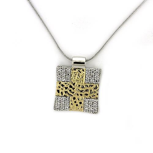 LOAS1331 - 925 Sterling Silver Chain Pendant Gold+Rhodium Women AAA Grade CZ Clear