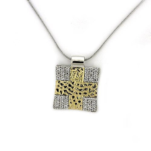 LOAS1331 - 925 Sterling Silver Chain Pendant Gold+Rhodium Women AAA Grade CZ Clear