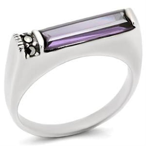 LOAS726 - 925 Sterling Silver Ring Antique Tone Women AAA Grade CZ Amethyst