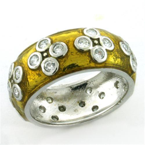 LOAS729 - 925 Sterling Silver Ring Rhodium Women Epoxy Topaz