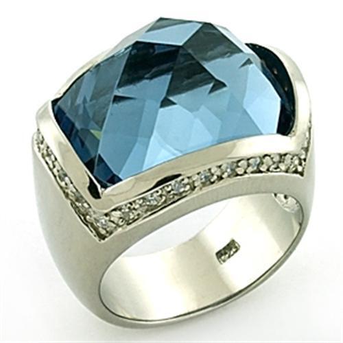 LOAS769 - 925 Sterling Silver Ring Rhodium Women Semi-Precious London Blue
