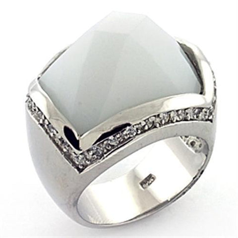 LOAS770 - 925 Sterling Silver Ring Rhodium Women Synthetic White
