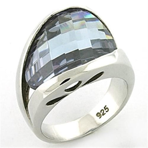 LOAS774 - 925 Sterling Silver Ring Rhodium Women AAA Grade CZ Light Amethyst