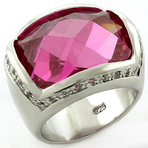 LOAS818 - 925 Sterling Silver Ring Rhodium Women AAA Grade CZ Rose