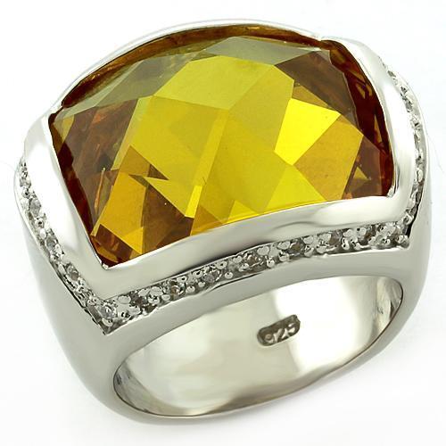 LOAS820 - 925 Sterling Silver Ring Rhodium Women AAA Grade CZ Topaz