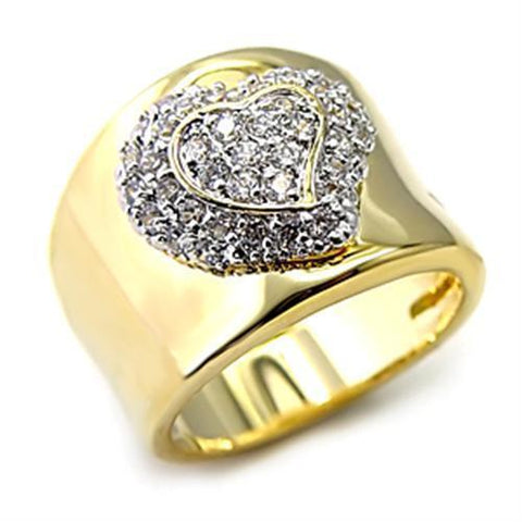 LOAS830 - 925 Sterling Silver Ring Gold+Rhodium Women AAA Grade CZ Clear
