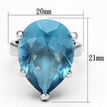 LOAS864 - 925 Sterling Silver Ring Rhodium Women Synthetic Sea Blue