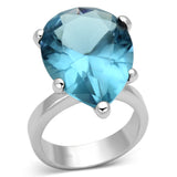 LOAS864 - 925 Sterling Silver Ring Rhodium Women Synthetic Sea Blue