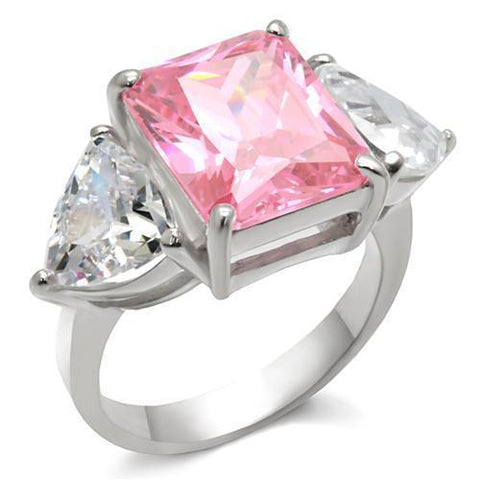 LOAS869 - 925 Sterling Silver Ring High-Polished Women AAA Grade CZ Rose