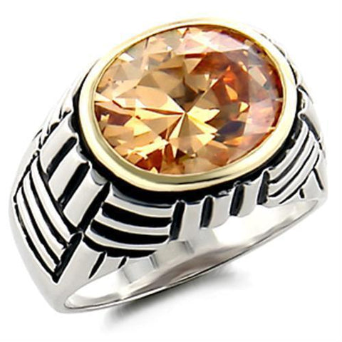 LOAS872 - 925 Sterling Silver Ring Reverse Two-Tone Women AAA Grade CZ Champagne