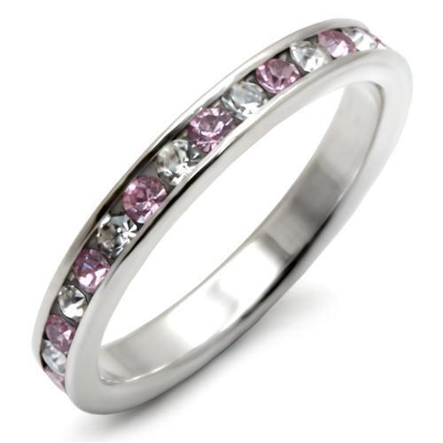 LOAS911 - 925 Sterling Silver Ring High-Polished Women Top Grade Crystal Light Amethyst