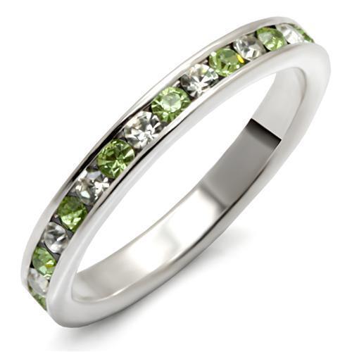 LOAS912 - 925 Sterling Silver Ring High-Polished Women Top Grade Crystal Peridot