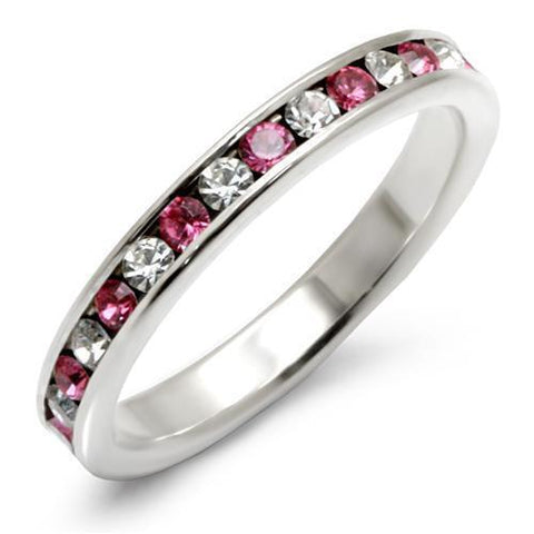 LOAS913 - 925 Sterling Silver Ring High-Polished Women Top Grade Crystal Rose