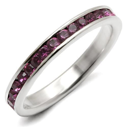 LOAS915 - 925 Sterling Silver Ring High-Polished Women Top Grade Crystal Amethyst