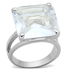 LOAS949 - 925 Sterling Silver Ring Silver Women Synthetic Clear