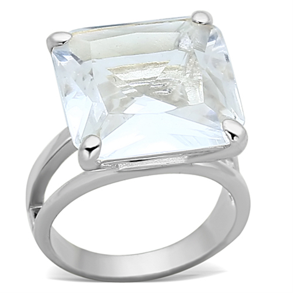 LOAS949 - 925 Sterling Silver Ring Silver Women Synthetic Clear