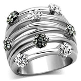 LOATK1372 - Stainless Steel Ring High polished (no plating) Women Epoxy Jet