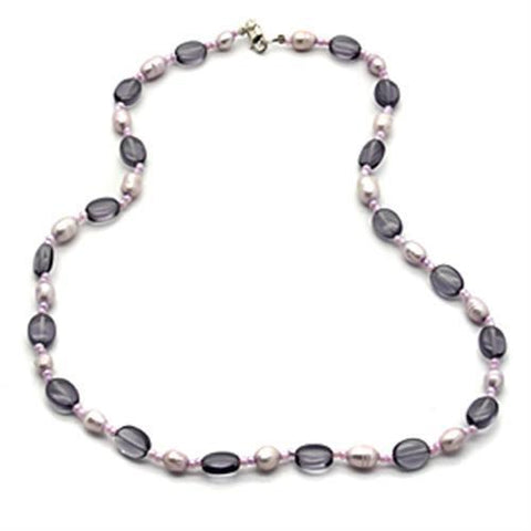 LOS066 - 925 Sterling Silver Necklace Silver Women Synthetic Amethyst