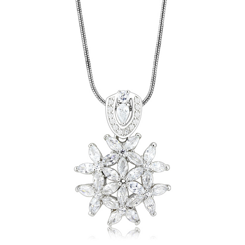 LOS067 - 925 Sterling Silver Pendant Rhodium Women AAA Grade CZ Clear