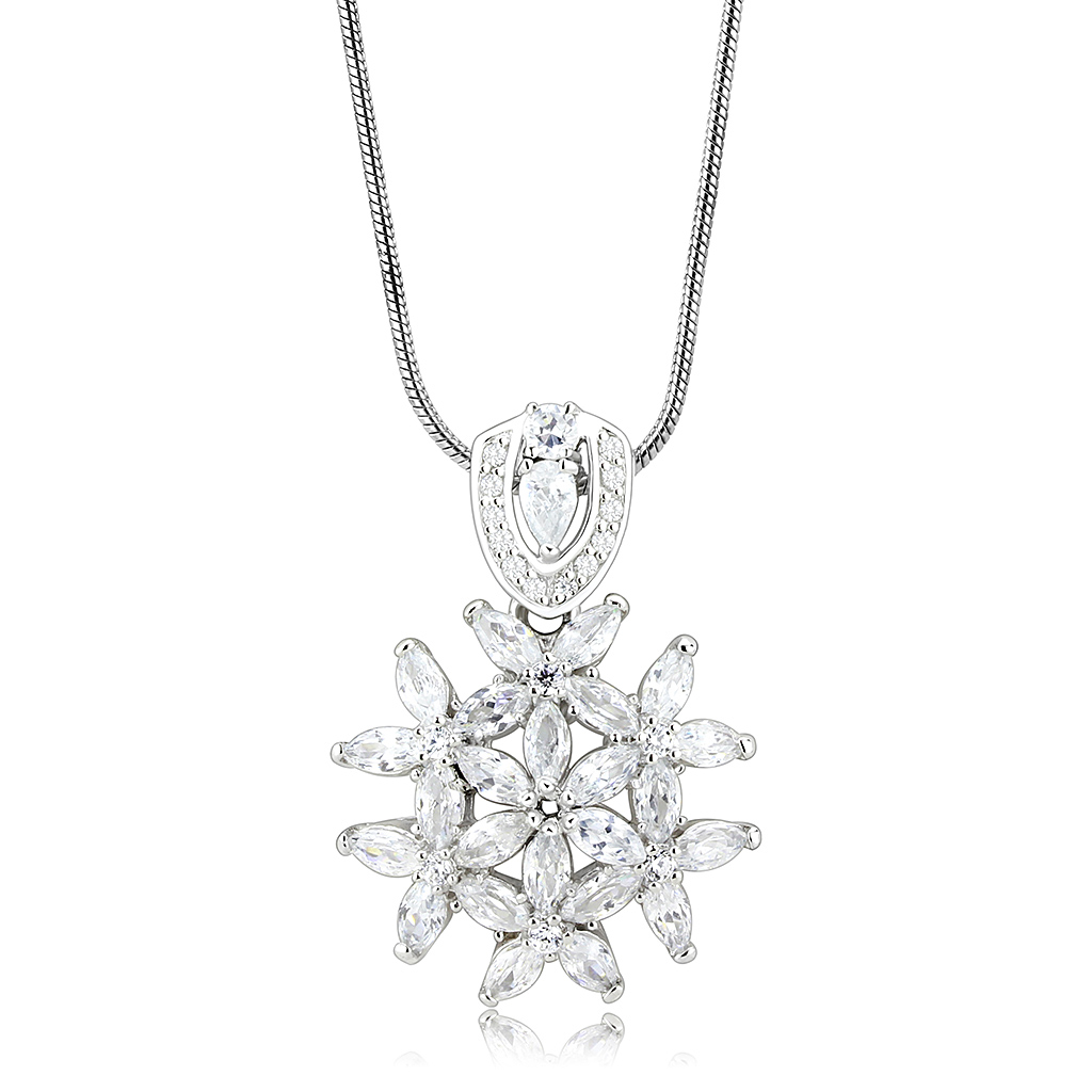 LOS067 - 925 Sterling Silver Pendant Rhodium Women AAA Grade CZ Clear