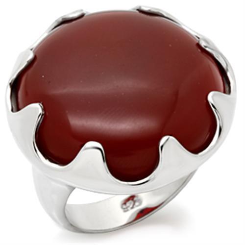 LOS085 - 925 Sterling Silver Ring High-Polished Women Semi-Precious Ruby