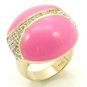 LOS170 - 925 Sterling Silver Ring Gold Women Top Grade Crystal Clear