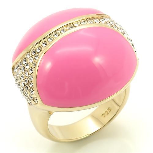 LOS170 - 925 Sterling Silver Ring Gold Women Top Grade Crystal Clear