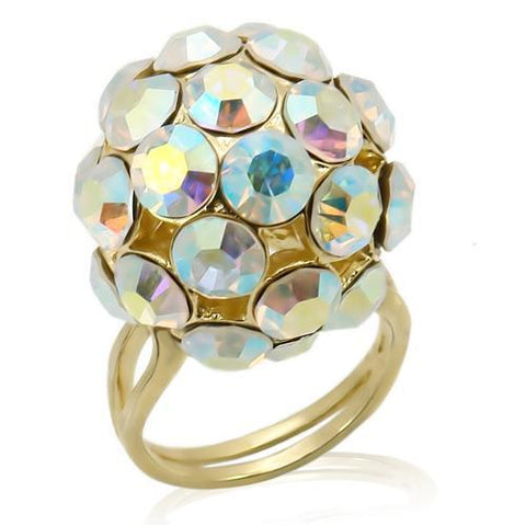 LOS189 - 925 Sterling Silver Ring Gold Women Top Grade Crystal White