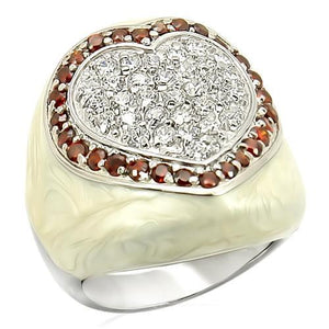 LOS211 - 925 Sterling Silver Ring Rhodium Women AAA Grade CZ Garnet