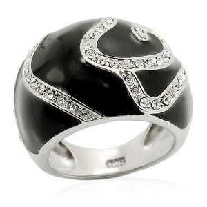 LOS212 - 925 Sterling Silver Ring Rhodium Women Top Grade Crystal Clear