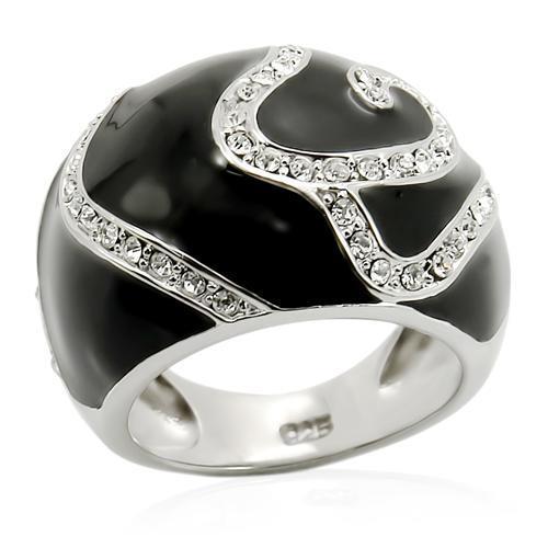 LOS212 - 925 Sterling Silver Ring Rhodium Women Top Grade Crystal Clear