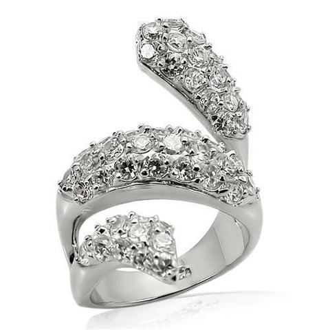 LOS219 - 925 Sterling Silver Ring Rhodium Women AAA Grade CZ Clear