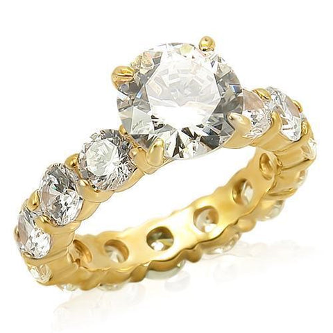 LOS243 - 925 Sterling Silver Ring Gold Women AAA Grade CZ Clear