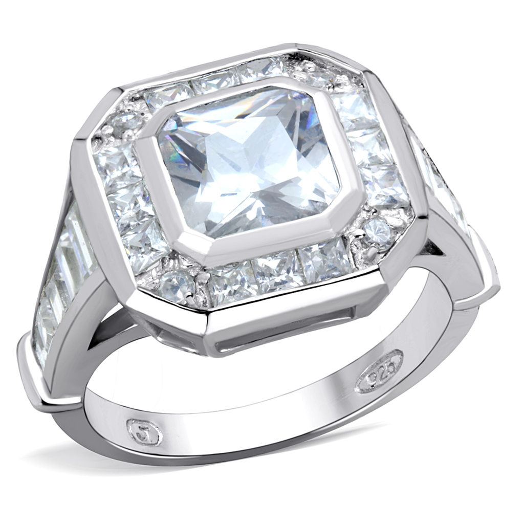 LOS267 - 925 Sterling Silver Ring Rhodium Women AAA Grade CZ Clear